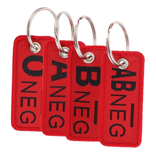Zerodeko 4-teiliges Blutgruppen-schlüsselanhänger-set, A, B, Ab, O, anhänger, charm, Schlüsselband, Gothic-schlüsselanhänger Für Ärzte, Dunkelrot von Zerodeko