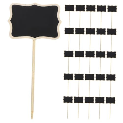 Zerodeko 40 Stück Message Board Card Einfügung Schild Bretter Büfett erste Stichworte Etikett für Tafelzeichen Mini Blackboard Notizzeichen Nachrichtenzeichen Mini-Tafeln Memo-Zeichen Holz von Zerodeko