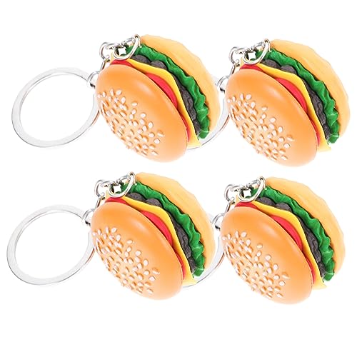 Zerodeko 4Stücke Hamburger Schlüsselanhänger Realistische Gefälschte Lebensmittelanhänger für Taschen Rucksäcke und Schlüssel mit Tragbarem Design von Zerodeko