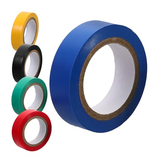 Zerodeko 5 Rollen Wasserdichtes Isolierband Schwarzes Band Gaffers Tape Streifen multi farbig Blau breite elektrische Bänder elektrisches Klebeband für den Innenbereich PVC von Zerodeko
