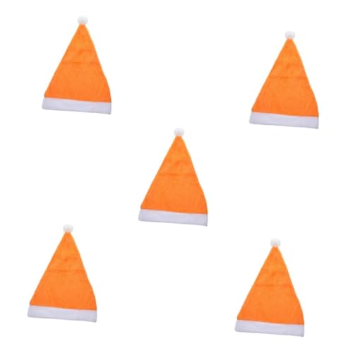 Zerodeko 5 Stck Orange Santa Claus Mütze aus Weichem Plüsch Singend und Tanzend für Erwachsene Festliche Weihnachtskostüm Dekoration für Karneval Fasching Party und Familienfeier von Zerodeko