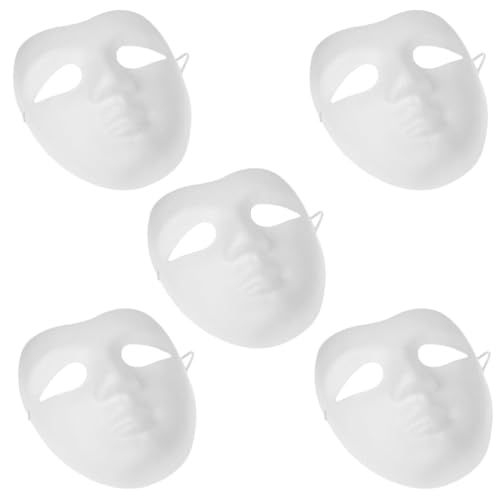 Zerodeko 5 Stück Diy-Vollgesichtsmasken Schlichte Weiße Maske Blanko Bemalbare Maske Mardi-Gras-Masken Maskerade-Masken Bastelmaske Weiße Mache-Maske Kostüm Für Diy-Projekte von Zerodeko