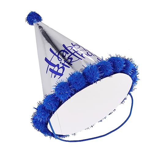 Zerodeko 5 Stück Dunkelblaue Pompon Hüte aus Glänzendem Papier Geburtstagsmützen mit Druckdesign für Festliche Anlässe und Partys für Kindergeburtstage und Feiern von Zerodeko