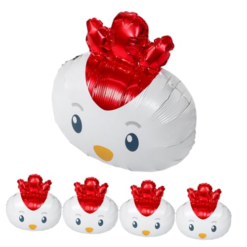 Zerodeko 5 Stück Hühner Folienballons Luftballons für Kindergeburtstage Wiederverwendbar aus Strapazierfähiger Aluminiumfolie für Tier Themenpartys Einfache Befüllung und Umfangreiche von Zerodeko