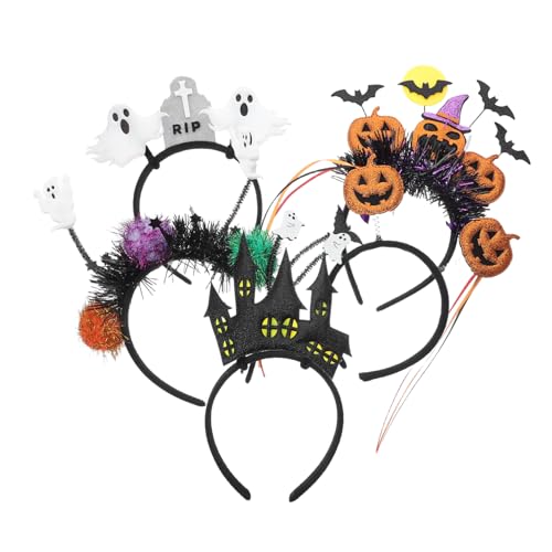 Zerodeko 5 Stück Teiliges Halloween Haarreif Set mit Katzenohren Kürbis und Geist Kreativer Verstellbarer Kopfschmuck für Damen und Mädchen Leicht und Komfortabel für Party Cosplay und von Zerodeko