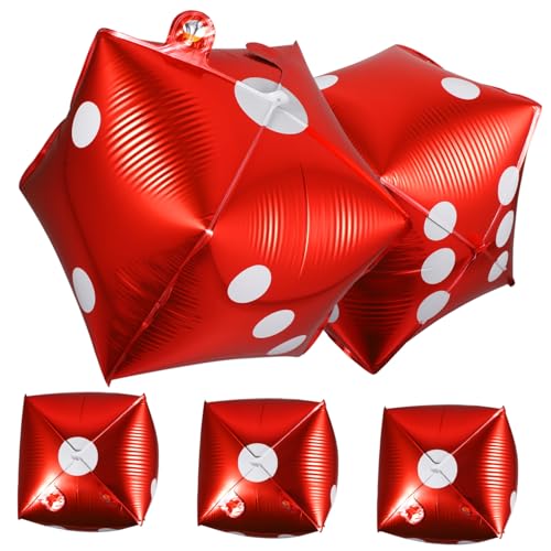 Zerodeko 5 Stück Teiliges Würfel Folienballons aus Aluminium für und Poker Party Dekoration Rote Würfel Ballons mit Kreativem Design Robust für Geburtstag und Gruppenfeier von Zerodeko