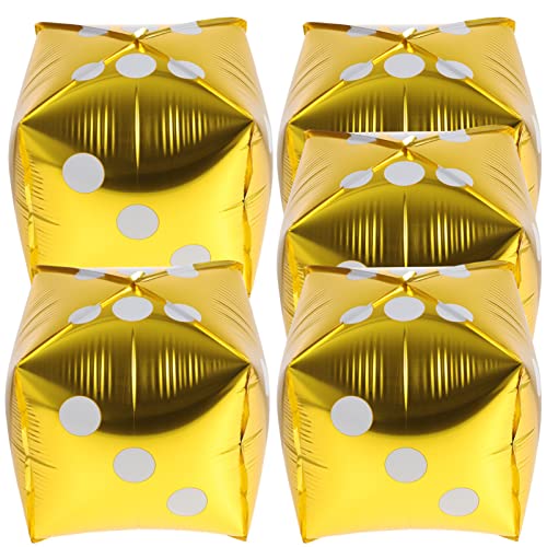 Zerodeko 5 Stück Würfel Folienballons Aluminiumfolie Dekoration für Themenparty Gold für Geburtstagsfeiern und Spielveranstaltungen von Zerodeko