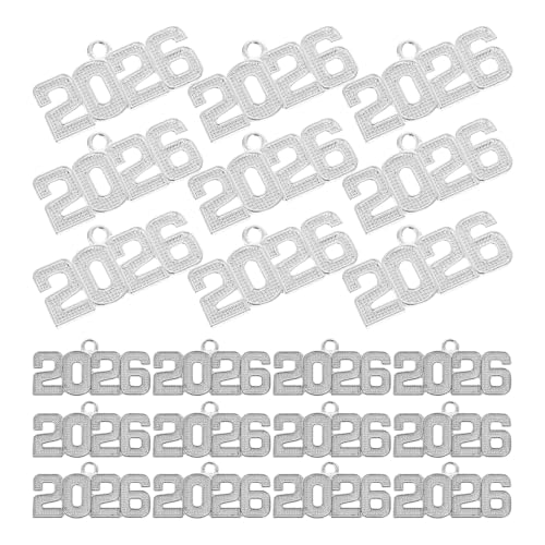 Zerodeko 50 Stück 2026 Schlüsselanhänger-Anhänger aus Legierung, DIY-Jahreszahl-Anhänger für Abschlussarmbänder, Schmuckherstellung, Zubehör, Schlüsselanhänger für Abschlussfeiern, Gastgeschenke, Zerodeko 50 Stück 2026 Schlüsselanhänger-Anhänger aus Legierung, DIY-Jahreszahl-Anhänger für Abschlussarmbänder, Schmuckherstellung, Zubehör, Schlüsselanhänger für Abschlussfeiern, Gastgeschenke, von Zerodeko