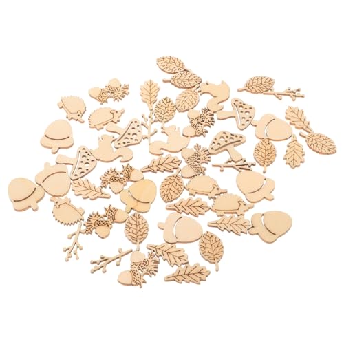 Zerodeko 50 Stück DIY Holztiere und Pflanzen, unbehandelte Holzscheiben für Bastelarbeiten, kleine Holz-Ausschnitte für DIY Kunstprojekte, Khaki, 3 x 3 x 0,2 cm von Zerodeko