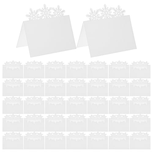 Zerodeko 50 Stück Weihnachts-Tischkarten: Schneeflocken-Namenskarten für die Tischdekoration an Feiertagen, Sitz-Namensschilder für die Dekoration von Hochzeitsessen von Zerodeko