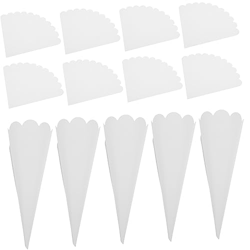 Zerodeko 50 Stück Weiße Papier Konfetti Cone für Hochzeit Partydekoration Blumenblütenhalter Kraftpapier Verpackung Vielseitig für Blütenblätter Lavendel und Kleine Sträuße von Zerodeko