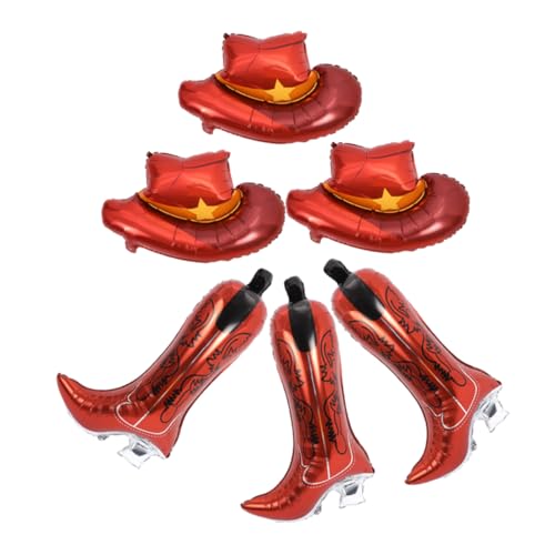 Zerodeko 6 Stück Cowboy Hut und Stiefel Folienballons Western Party Dekoration für Bachelorette und Geburtstagsfeiern Ergänzung für Unvergessliche Feiern von Zerodeko