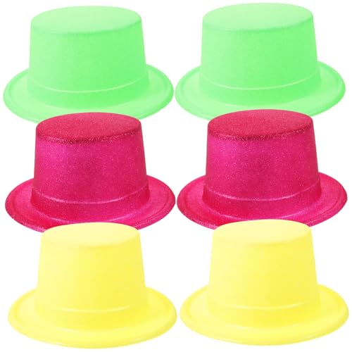 Zerodeko 6 Stück Fluoreszenz Papier Tophat Party Hüte Leichtes Weiches DIY Kostümzubehör für Geburtstagsfeiern Cosplay und Festivalstimmung in Bunter Mischung von Zerodeko