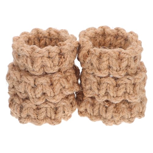 Zerodeko 6 Stück Handgefertigte Serviettenringe aus Geflochtenem Juteseil Rustikale Napkin Wraps für Hochzeiten Partys und Festliche Tische Vielseitige Tischdekoration mit Natürlichem von Zerodeko