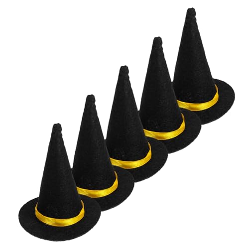 Zerodeko 6 Stück Hexenhut -Requisiten Zaubererhut Mini-Hexenhut aus Filz Halloween-Weinflasche Mini-Halloween-Hüte haarschmuck kleine Hüte zum Basteln schwarze von Zerodeko