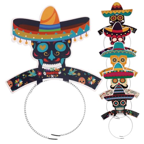Zerodeko 6 Stück Mexikanisches Skull Haarband Teiliges für Cinco De Mayo Party Fiesta Kopfbedeckung Festliche Haaraccessoires für Familienfeiern und Dekorationen Zerodeko 6 Stück Mexikanisches Skull Haarband Teiliges für Cinco De Mayo Party Fiesta Kopfbedeckung Festliche Haaraccessoires für Familienfeiern und Dekorationen von Zerodeko