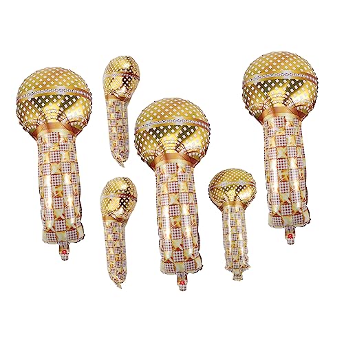 Zerodeko 6 Stück Mikrofon Luftballons aus Aluminiumfolie Goldene Mikrofonform für Partydekoration Shower und Geburtstagsfeiern für Unvergessliche Anlässe von Zerodeko