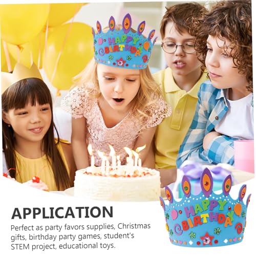 Zerodeko 6 Stück Teiliges DIY Bastelset für EVA Material und Designs Inklusive Strassaufkleber Geburtstagsmütze für Mädchengeburtstag Geeignet als Mitgebsel und Kostümzubehör von Zerodeko