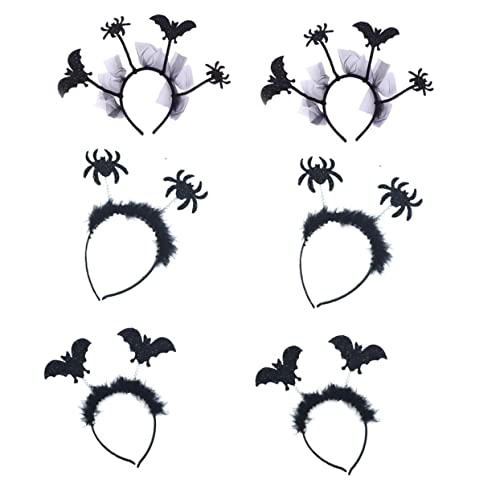 Zerodeko 6 Stück Teiliges Halloween Haarreif mit Fledermaus und Spinne Motiven Haarbänder für Kostümparty Karneval Kinderfest und Halloween Dekoration von Zerodeko