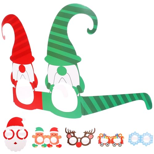 Zerodeko 6 Stück Weihnachtliche Papierbrillen Leichte Partybrillen für Fotorequisiten Weihnachtsdeko für Festtagsfeiern und Fotoaufnahmen von Zerodeko