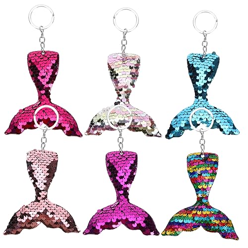 Zerodeko 6Stücke Glitzer Meerjungfrau Schlüsselanhänger Kreative Schlüsselanhänger Für Taschen Meerjungfrau Party Schlüsselhänge Verzierungen Pastellfarben von Zerodeko