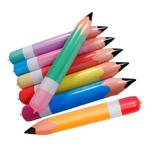 Zerodeko 7 Stück Teiliges Aufblasbare PVC Bleistifte für Schulanfang Deko Große Farbenfrohe Bleistiftballons Verschiedenen Farben für Klassenzimmer und Feierlichkeiten Langlebig und von Zerodeko