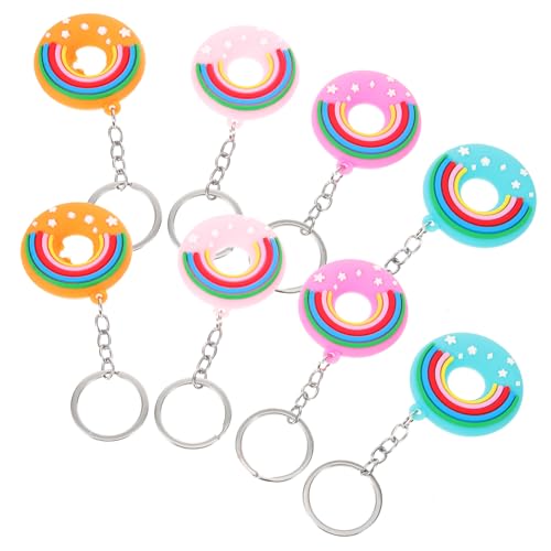 Zerodeko 8 Stück Teiliges Donut Schlüsselanhänger aus PVC Dekorative Anhänger für Taschen Kawaii Schlüsselanhänger Himmelblau Rot und Orange für Schlüssel Süße Deko von Zerodeko
