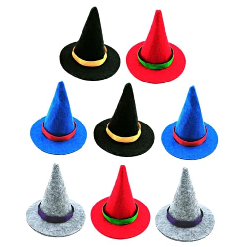 Zerodeko 8 Stück Teiliges Mini Hexenhüte Bunte Puppenhüte für Halloween Dekoration DIY Mikro Landschaftsrequisiten Robustes Material für Puppenhäuser und Partyaccessoires von Zerodeko
