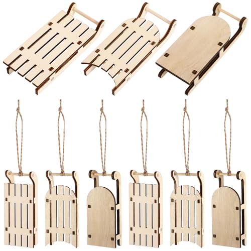 Zerodeko 9 Stück unlackierte Miniatur-Holzschlitten-Bastelarbeiten, Weihnachtsschlitten-Ornamente, blanko Holzschlitten-Dekorationen, 4. 33 x 2 36 x 0 190 cm 190 cm Zerodeko 9 Stück unlackierte Miniatur-Holzschlitten-Bastelarbeiten, Weihnachtsschlitten-Ornamente, blanko Holzschlitten-Dekorationen, 4. 33 x 2 36 x 0 190 cm 190 cm von Zerodeko