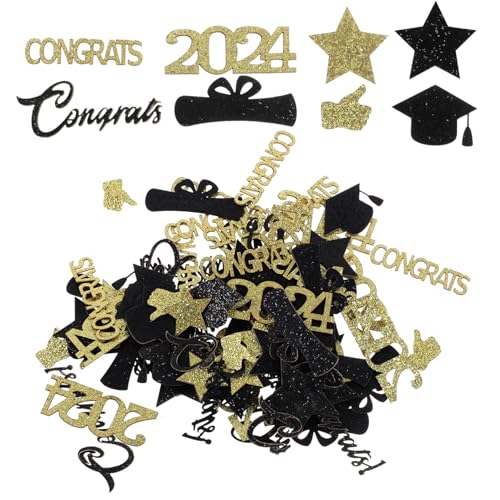 Zerodeko Abschlusskonfetti 2024 Absolventenpartyzubehör Abschlusstischaufsätze Klasse 2024 Tags Ausschnitte Golden von Zerodeko