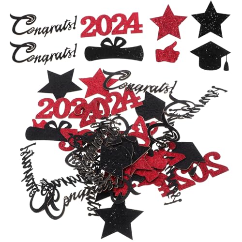 Zerodeko Abschlusskonfetti 2024 Absolventenpartyzubehör Abschlusstischaufsätze Klasse 2024 Tags Ausschnitte Rot von Zerodeko