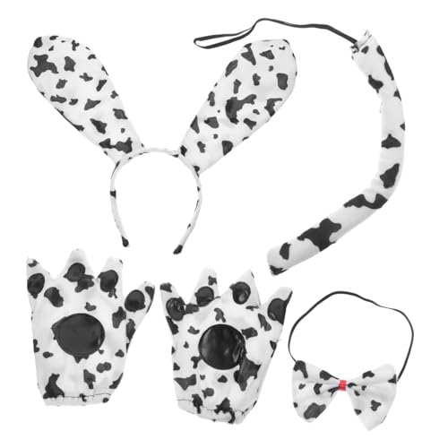 Zerodeko Cosplay Hundekostüm Teilig mit Dalmatinerohren und Schwarzen Fingerlosen Handschuhen Leichtes Party Haaraccessoire für Geburtstag Karneval Fasching und Kostümpartys von Zerodeko