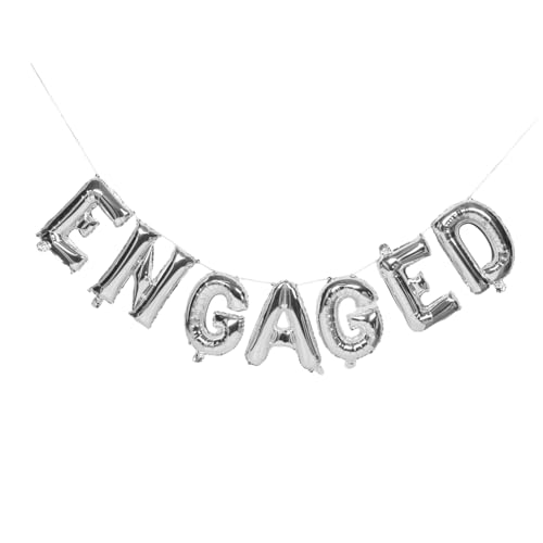 Zerodeko Engaged Folienballons Silber Metallic Einfach Aufblasbare Aluminium Deko für Verlobungsparty Wiederverwendbare Fotokulisse Romantische Hochzeit Feier und Brautparty Hintergrund von Zerodeko