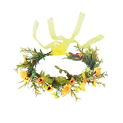 Zerodeko Gelbes Blumen Stirnband für Mädchen Verstellbar Süßer Stoff Sonnenblumen Haarschmuck für Kinderfest Party Fotografie Hochzeit und Geburtstagsfeier von Zerodeko