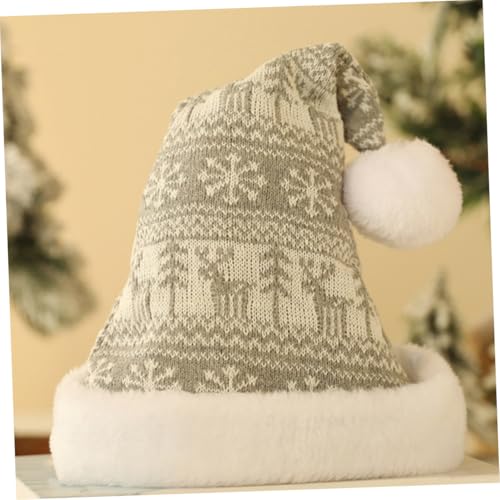 Zerodeko Gestrickte Nikolausmütze für Erwachsene Warme Weihnachtsmütze mit Weichem Wollgarn Festliche Kopfbedeckung und Fotorequisite für Weihnachtsfeiern und Kostüme Rentierdesign von Zerodeko