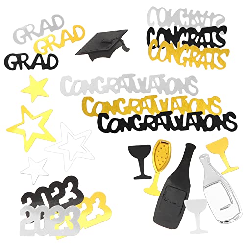 Zerodeko Graduation Konfetti Dekoration Tischdeko für Abschlussfeier Kreatives Party Streudeko Schwarz Gold Silber Doktorhut für Graduation Party und Festlichkeiten von Zerodeko