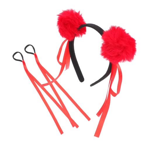 Zerodeko Haarreif mit Pompon Weiches Material Bequem und Robust für Tanzaufführungen Karneval Cosplay und Kostüm Inklusive Elastische Haargummis Modisches Stirnband für Mädchen von Zerodeko