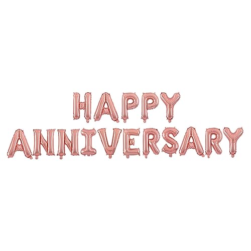 Zerodeko Happy Anniversary Aluminium Filmballons Roségold Dekorative Buchstabenballons für Hochzeitsfeiern Geburtstagsfeiern und Festliche Anlässe Vielseitig Einsetzbar von Zerodeko