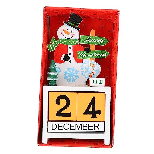 Zerodeko Holz Weihnachtskalender Deko mit Verstellbarem Datum Bunter Schneemann Tischaufsteller Festliche Xmas Ornament Weihnachtsfotografie Requisite für Weihnachtsfeier und von Zerodeko