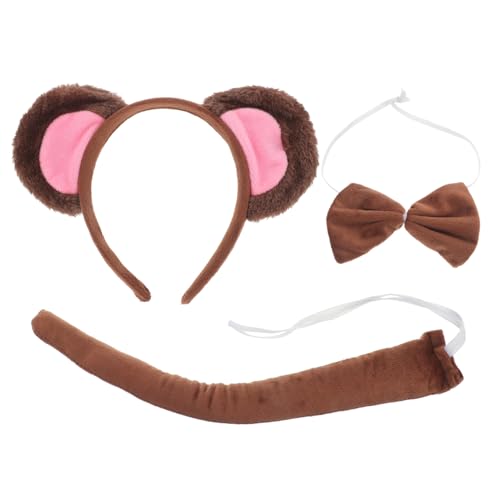 Zerodeko Monkey Kostüm Set für Erwachsene und Weiches Tierkostüm mit Affenohren Stirnband Schleife und Passendes Halloween Accessoire für Karneval Party und Kreatives Verkleiden von Zerodeko