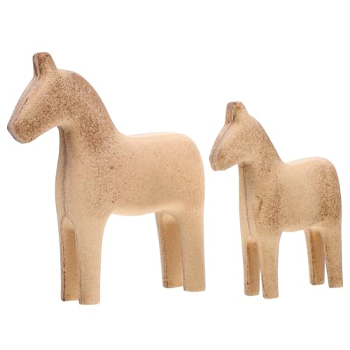 Zerodeko Pferdeform-schmuck 2 Stück Hölzerne Pferdestatue Für Dekorative Zwecke Stilvoll von Zerodeko