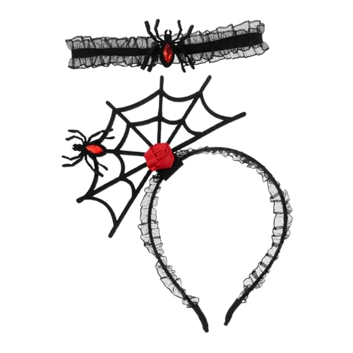 Zerodeko Spinnen Haarreif und Spitzen Choker Set Halloween Kopfschmuck Wiederverwendbar für Kostümparty Grusel Accessoire Unisex für Familienfeiern und Themenpartys von Zerodeko