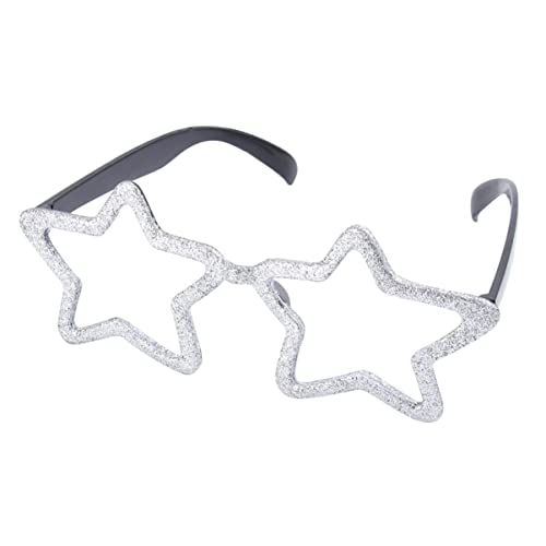 Zerodeko Stern-Sonnenbrille Glitzernde Sternbrille Pentagramm-Brille Partybrille Pentagramm-Brille Für Damen Kinder Party Streetwear Silber von Zerodeko