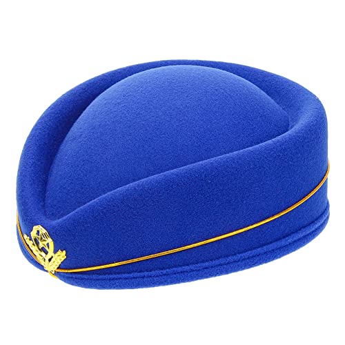 Zerodeko Stewardess Hut Retro Stil aus Weichem Wollfilz Leicht und Bequem Flugbegleiterin Mütze für Kostüm Cosplay und Bühnenauftritte Geeignet für Damen Royalblau mit Goldfarbenem Zerodeko Stewardess Hut Retro Stil aus Weichem Wollfilz Leicht und Bequem Flugbegleiterin Mütze für Kostüm Cosplay und Bühnenauftritte Geeignet für Damen Royalblau mit Goldfarbenem von Zerodeko