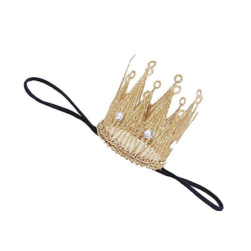 Zerodeko Tiara Crown Stirnband Elastisch mit Strasssteinen Goldene Krone für Geburtstag Taufe Babyfotos Party Requisite Komfortables Haarband für Mädchen und Jungen von Zerodeko