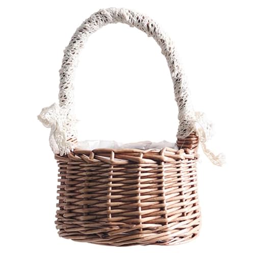 Zerodeko Tragbarer Blumenkorb Körbchen Für Rotkäppchen Blumenkörbchen Hochzeit Handarbeit Aufbewahrungskorb Für Süßigkeiten & Bins Gewebte Mädchen Kleiner Geschenkkorb Rattan Weben von Zerodeko