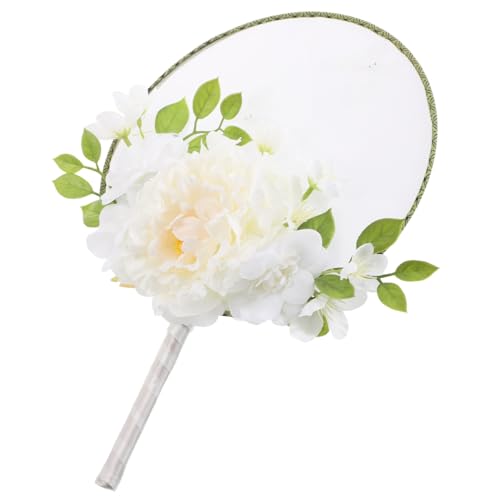 Zerodeko Vintage Chinesischer Handgefertigter Rundfächer mit Quaste und Künstlicher Blume Eleganter Handfächer im Rustikalen Stil für Hochzeiten Tanz und Sommerpartys Vielseitiges von Zerodeko