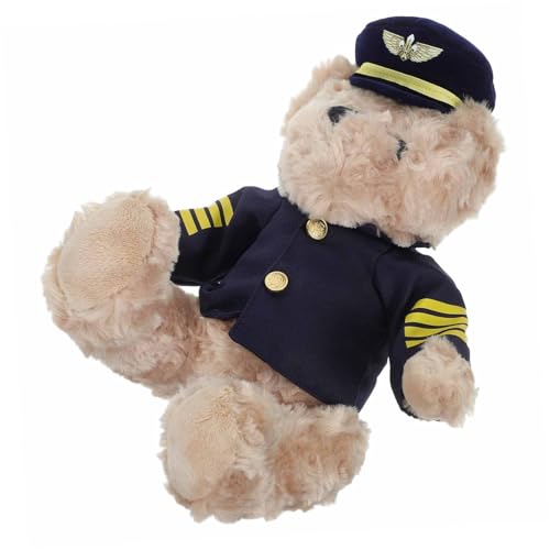 Zerodeko Weiche Gefüllte Pilot-bär-Puppe, Süßes Plüschtier Für Kinder, Schlafzimmer-Dekoration, Gefüllte Bären-Puppe Mit Pilot-zubehör, Kleine Bärenpuppe, Sofa, Plüschbär-Dekoration von Zerodeko