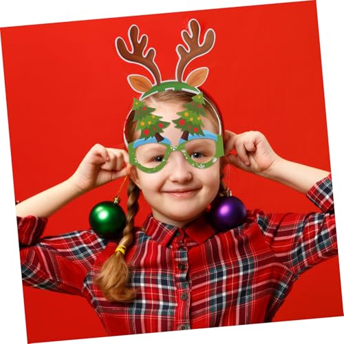 Zerodeko Weihnachtliche Papierbrillen und Stirnbänder Wiederverwendbar Festliche Partybrillen mit Weihnachtsmotiven Kreative Dekoration für Weihnachtsfeiern Perfektes Mitgebsel für von Zerodeko