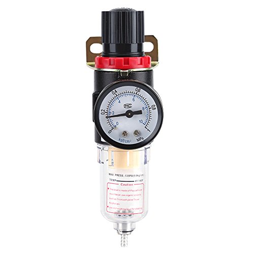 Zerodis 1/4 "Luftfilterregler Schmieröl Luftkompressor Filterregler mit Manometer Wasserdruck Feuchtigkeitsfalle Luftfilter Werkzeug von Zerodis